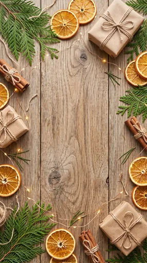 Rustic Christmas Wooden Flat Lay Frame