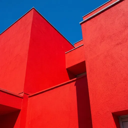 Minimalist Red Stucco Building Under Blue Sky