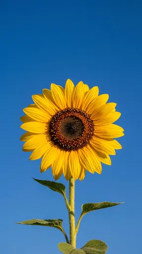 Single Yellow Sunflower Against Blue Sky