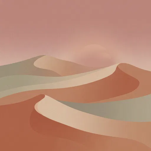 Minimalist Desert Dunes Sunset Illustration