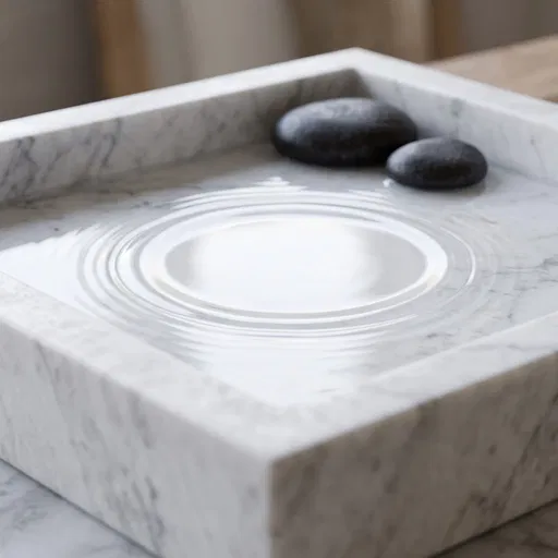 Marble Water Basin With Zen Stones