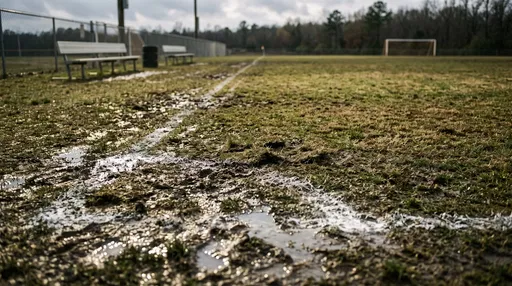 Muddy Grass Sports Field After Rain