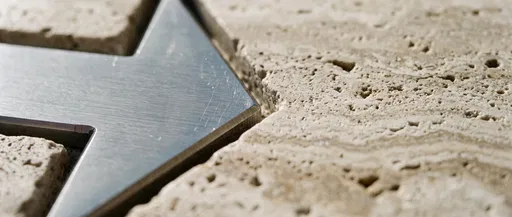 Brushed Steel Arrow Inlaid in Travertine