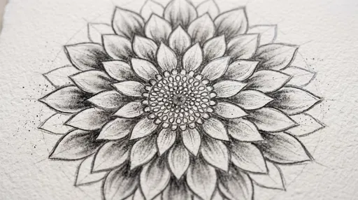 Charcoal and Graphite Dahlia Flower Sketch