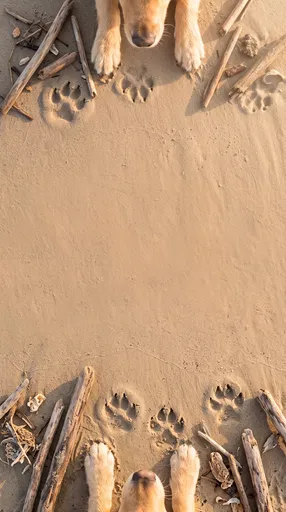 Golden Retriever Paws Beach Sand Frame