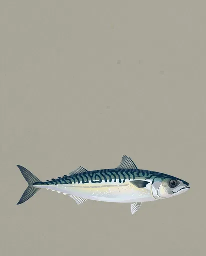 Atlantic Mackerel Zoological Illustration With Copy Space