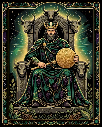 King of Coins Tarot Card Illustration
