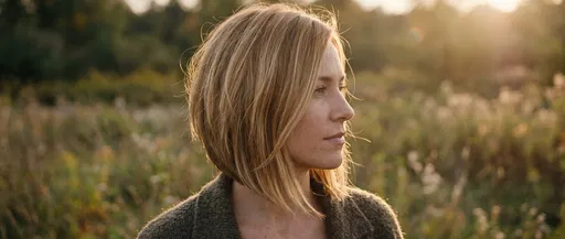 Woman With Blonde Bob In Golden Light