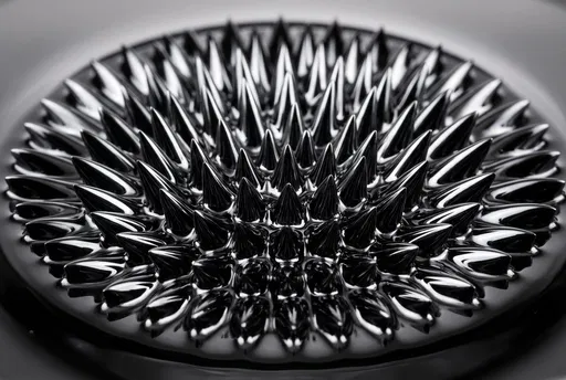 Glossy Black Ferrofluid Spikes Macro