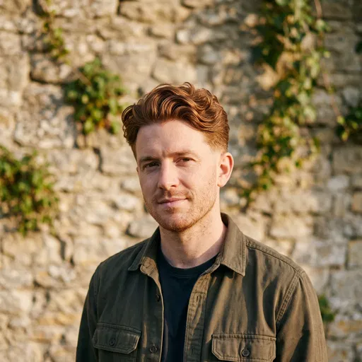 Portrait of Man with Auburn Hair Outdoors