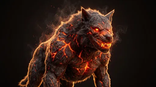 Smoldering Demon Hellhound on Dark Background