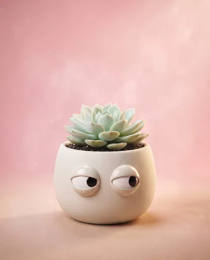 Potted Succulent Giving Skeptical Side Eye