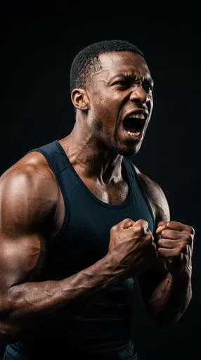 Muscular Man Yelling in Studio Portrait