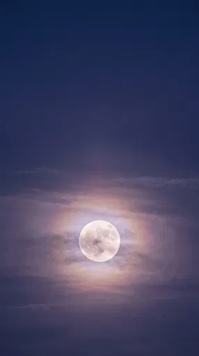 Full Moon With Pastel Cloud Corona