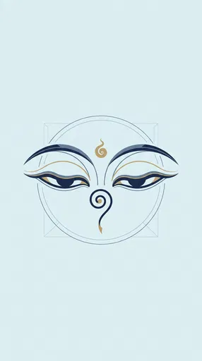 Minimalist Buddha Wisdom Eyes Geometric Illustration