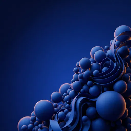 Abstract Blue Spheres and Ribbons Background