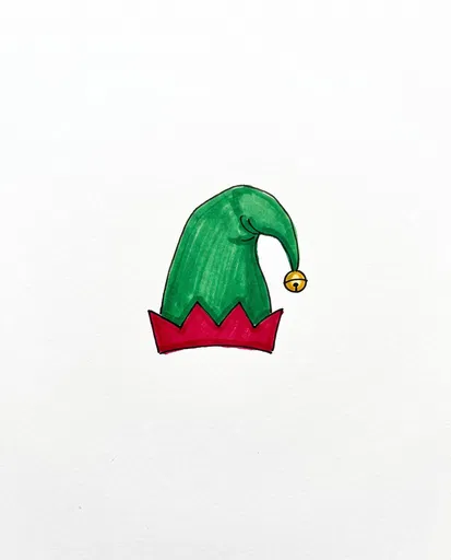 Hand-Drawn Christmas Elf Hat Illustration