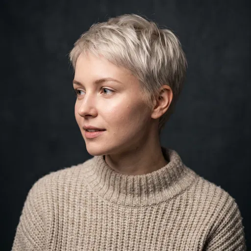 Young Woman With Platinum Pixie Cut