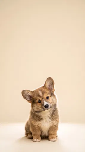 Fluffy Corgi Puppy Studio Portrait