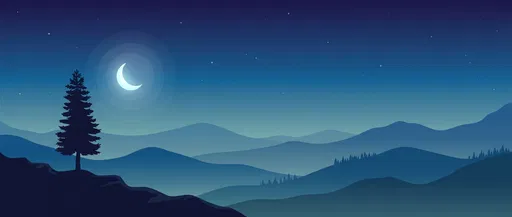 Moonlit Mountain Ridges Vector Illustration