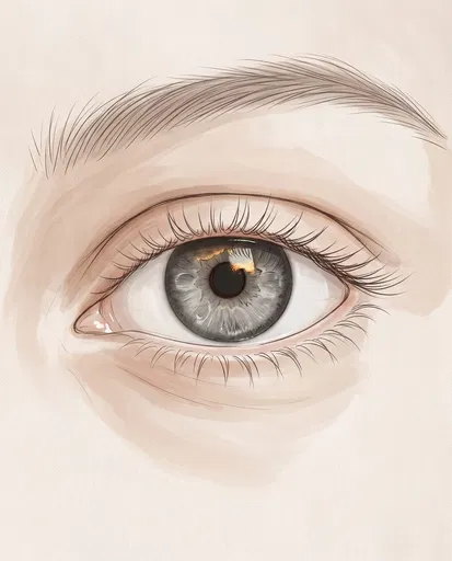Close-Up Illustration of a Grey Eye