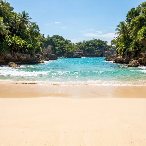 Secluded Turquoise Tropical Cove Beach