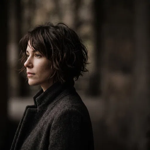 Woman With Dark Tousled Bob Haircut