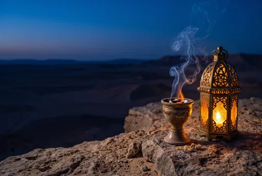 Arabian Lantern and Incense Burner at Dusk