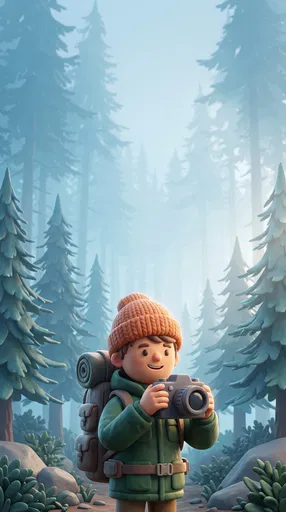3D Clay Hiker Photographer in Forest