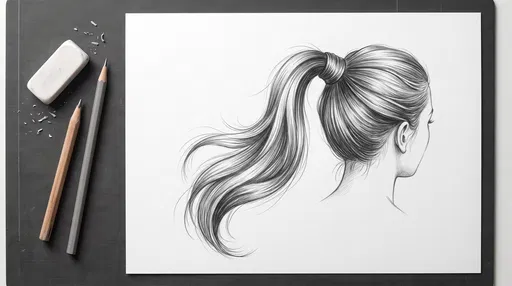 Graphite Sketch of Sleek High Ponytail