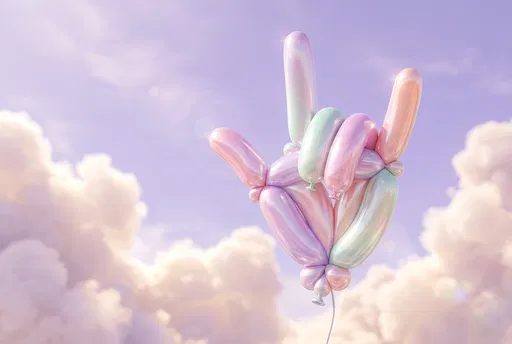 Pastel Balloon Hand I Love You Sign