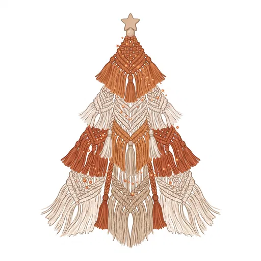 Boho Macrame Christmas Tree Clipart