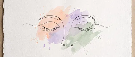 Minimalist Line Art Eyes on Watercolor