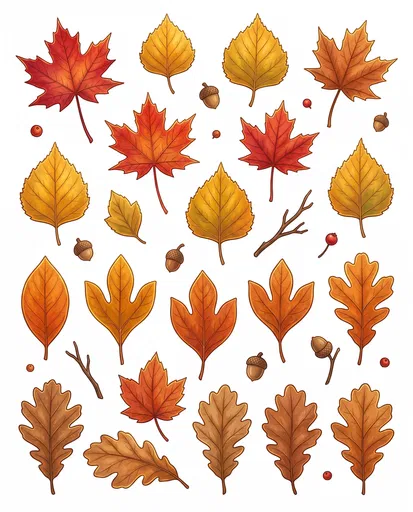 Assorted Autumn Leaves Clipart Bundle