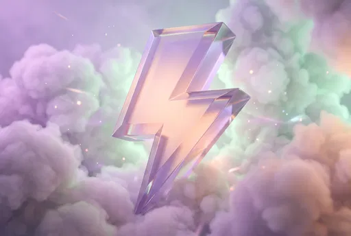 Pastel Glass Lightning Bolt in Clouds