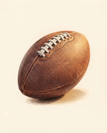 Colored Pencil Illustration of Classic American Football