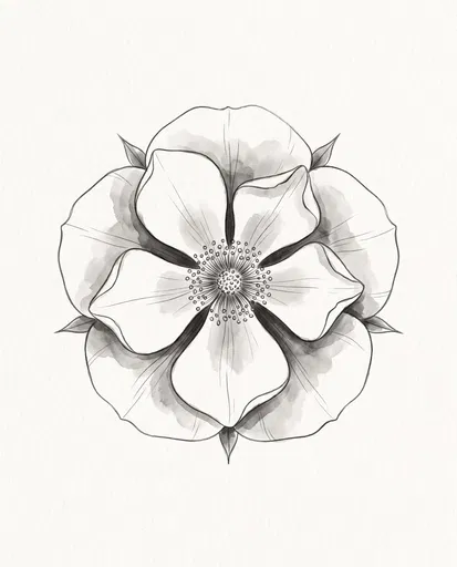 Monochrome Line and Wash Rose Illustration