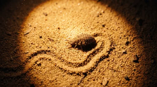 Antlion Larva on Illuminated Desert Sand