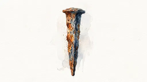 Watercolor Illustration of Rusted Iron Spike