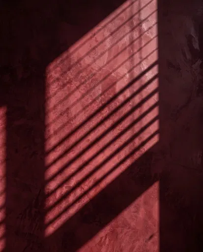 Window Blind Shadows on Maroon Wall