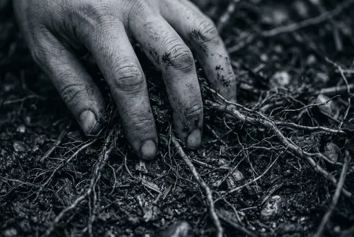 Monochrome Hand Pressed in Soil