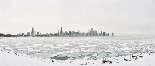 Panoramic Winter View of Chicago Skyline