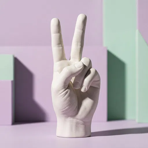 Porcelain Hand Sculpture Making Peace Sign
