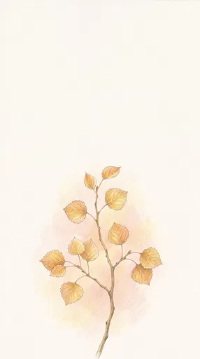 Colored Pencil Autumn Aspen Branch Illustration