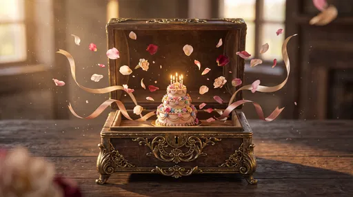 Miniature Birthday Cake in Vintage Box