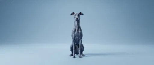 Blue Greyhound Sitting in Studio