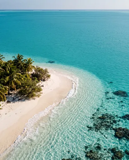 Aerial View of Tropical Island Beach