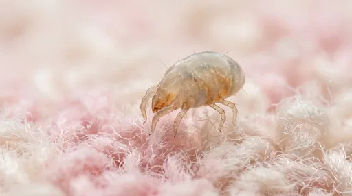 Macro Dust Mite on Soft Bedding