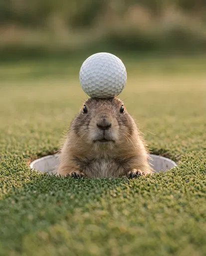 Prairie Dog Balancing Golf Ball On Head