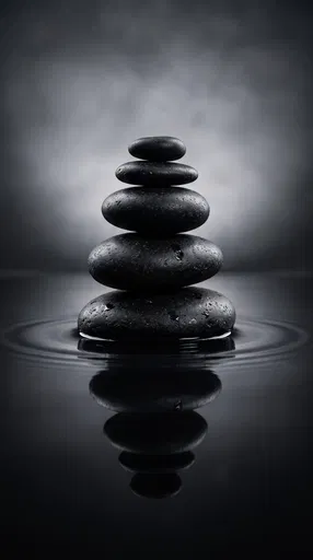Balanced Black Basalt Stones in Water